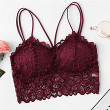 Load image into Gallery viewer, Burgundy Sexy Eyelash Lace  Bras for Women