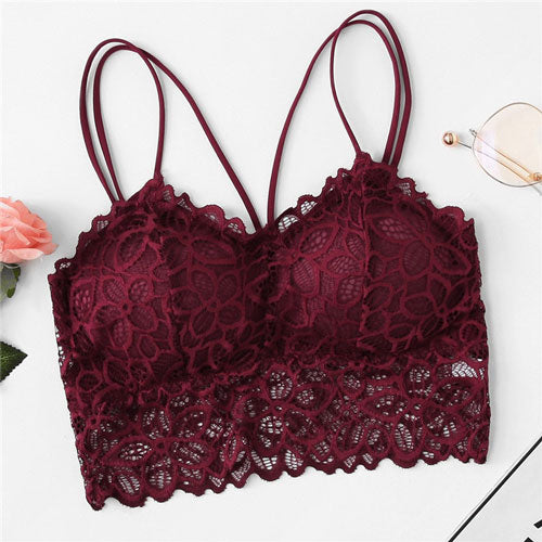 Burgundy Sexy Eyelash Lace  Bras for Women