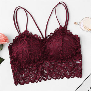 Burgundy Sexy Eyelash Lace  Bras for Women