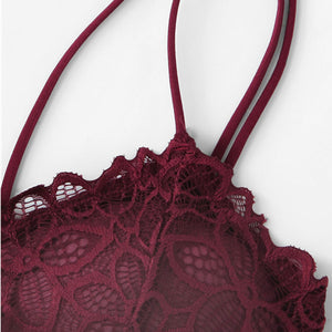 Burgundy Sexy Eyelash Lace  Bras for Women