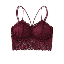 Load image into Gallery viewer, Burgundy Sexy Eyelash Lace  Bras for Women