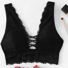Load image into Gallery viewer, Black Strappy Lace Bralette Women Bra