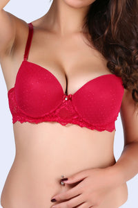Laced Padded Patterned Bra